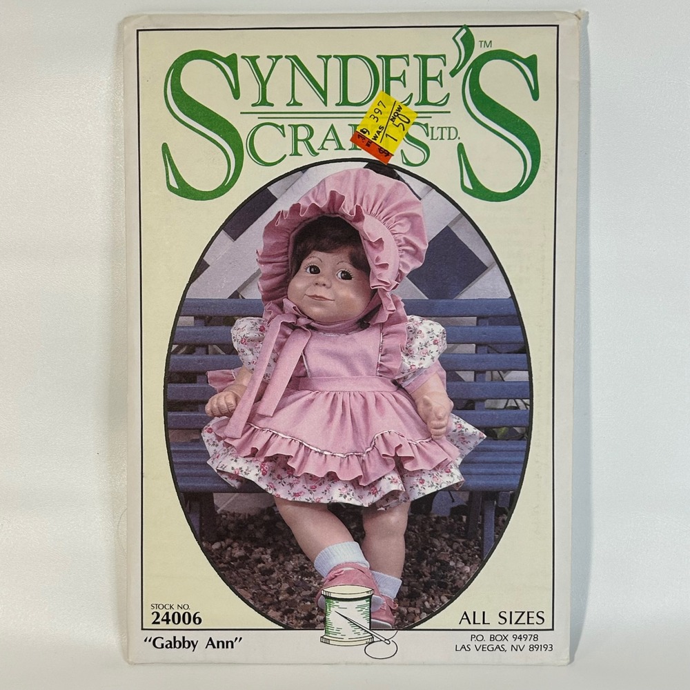 Syndee's Crafts Doll Sewing Patterns Lot 3 NIP Vintage Christening Gabby - Picture 6 of 7